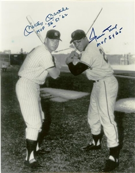 Mickey Mantle and Willie Mays Dual Signed 11x14 Photo With MVP Inscriptions (PSA 9)